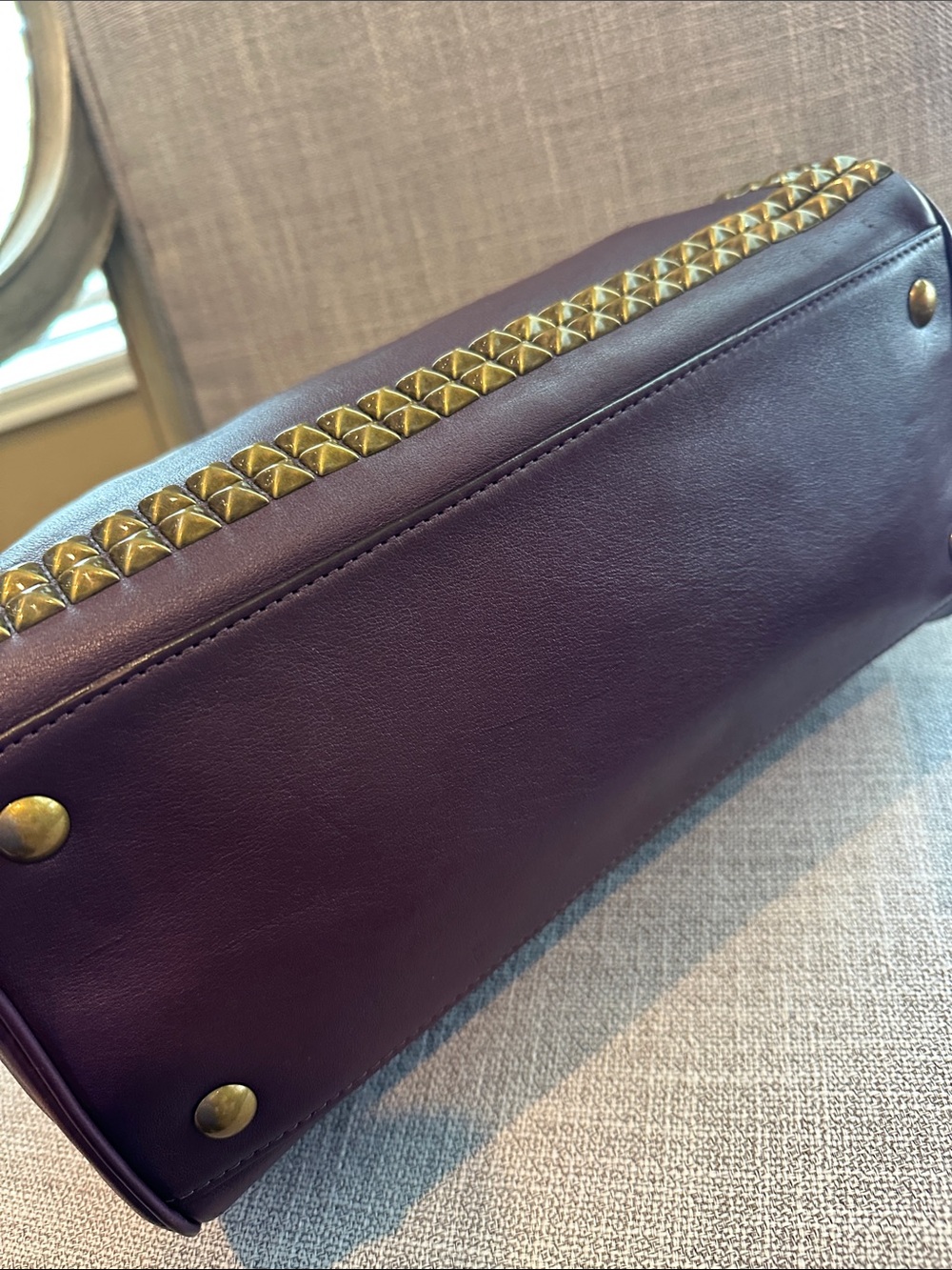 Coach Legacy Studded Haley Satchel. Plum/purple .Style 26404 - Picture 7 of 16